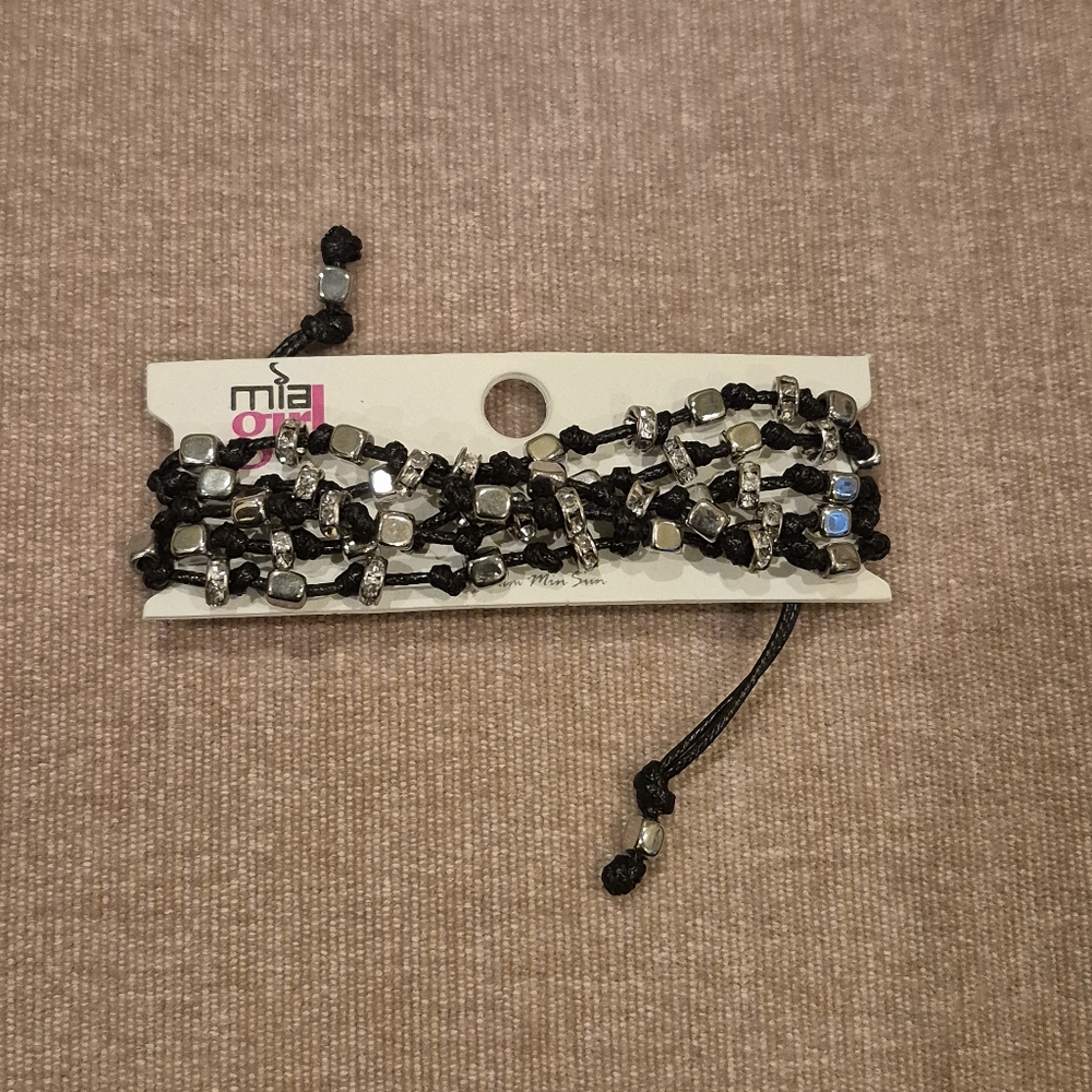 MIA Black and Silver Beaded Adjustable Bracelet